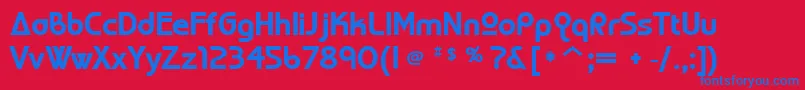 フォントWorldOfWater – 赤い背景に青い文字