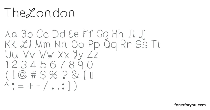 Schriftart TheLondon – Alphabet, Zahlen, spezielle Symbole