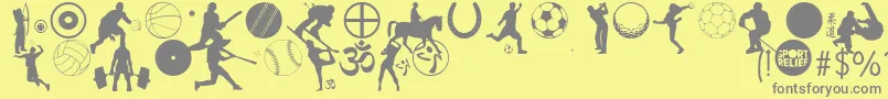 Lisätietoja SportRelief-fontista SportRelief-fontti – harmaat kirjasimet keltaisella taustalla