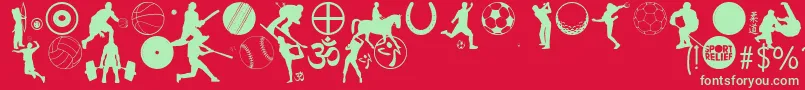Fonte SportRelief – fontes verdes em um fundo vermelho