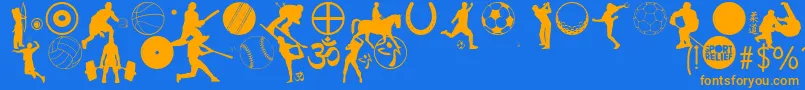 Fonte SportRelief – fontes laranjas em um fundo azul