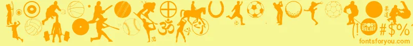 SportRelief Font – Orange Fonts on Yellow Background