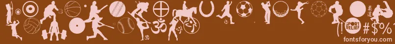 SportRelief-Schriftart – Rosa Schriften auf braunem Hintergrund