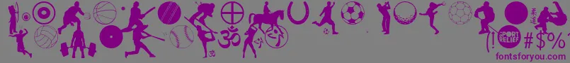SportRelief-fontti – violetit fontit harmaalla taustalla