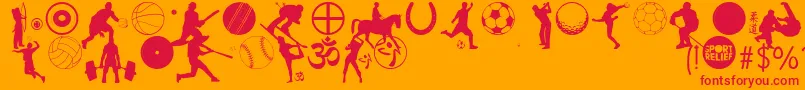 Fonte SportRelief – fontes vermelhas em um fundo laranja