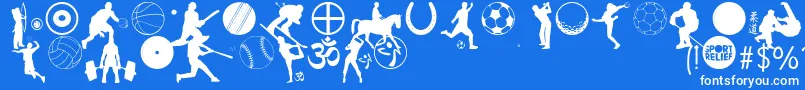 fuente SportRelief – Fuentes Blancas Sobre Fondo Azul