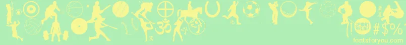 Saiba mais sobre a fonte SportRelief Fonte SportRelief – fontes amarelas em um fundo verde