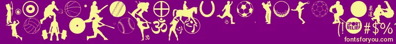 SportRelief-fontti – keltaiset fontit violetilla taustalla