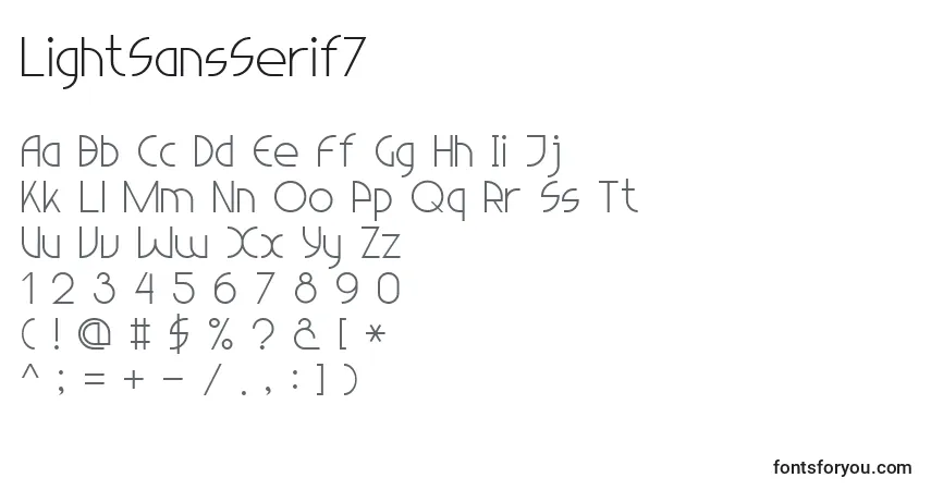 Czcionka LightSansSerif7 – alfabet, cyfry, specjalne znaki