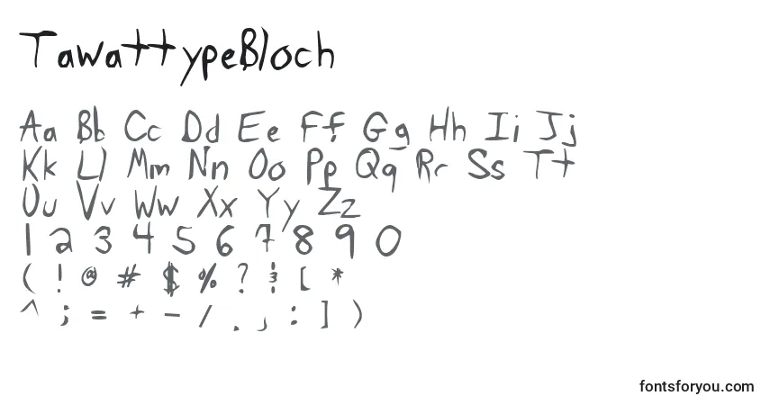 TawattypeBloch-fontti – aakkoset, numerot, erikoismerkit
