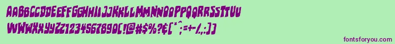 フォントPocketmonsterrotal – 緑の背景に紫のフォント