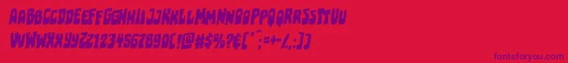 Pocketmonsterrotal-Schriftart – Violette Schriften auf rotem Hintergrund