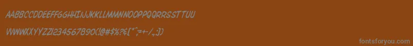 Overstreetbiblecondital-Schriftart – Graue Schriften auf braunem Hintergrund