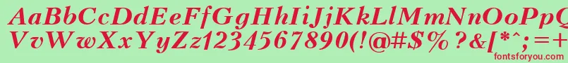 UkrainiankudriashovBolditalic Font – Red Fonts on Green Background