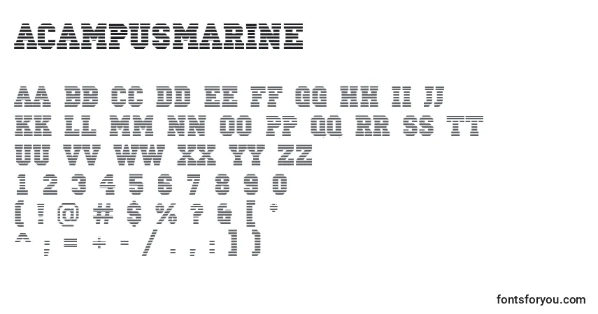 Czcionka ACampusmarine – alfabet, cyfry, specjalne znaki