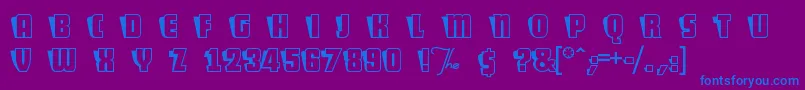 フォントShoCard – 紫色の背景に青い文字