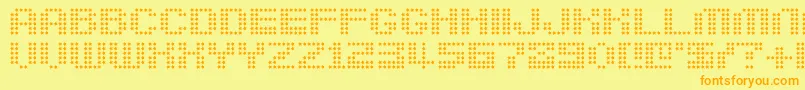 フォントBerirg – オレンジの文字が黄色の背景にあります。