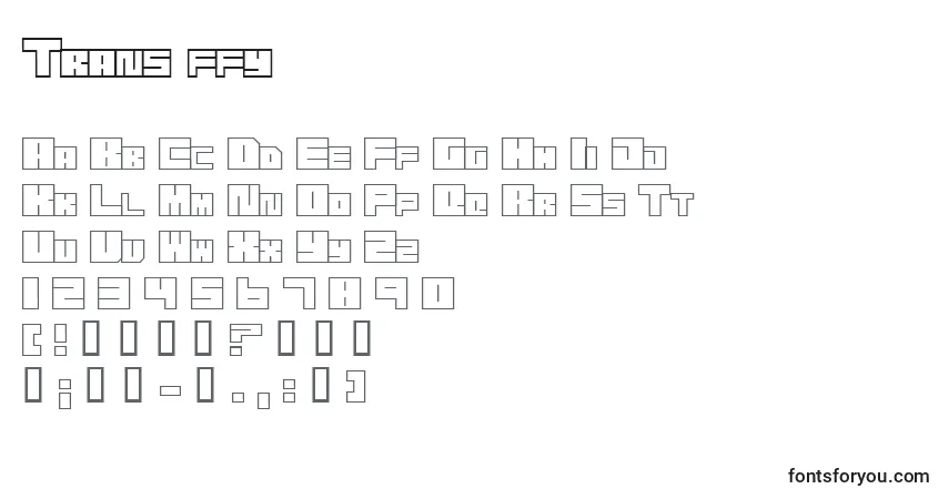Czcionka Trans ffy – alfabet, cyfry, specjalne znaki