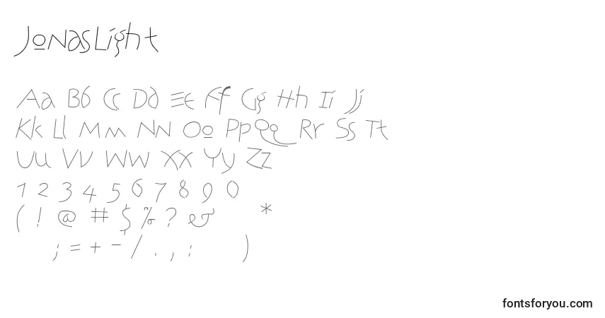 JonasLight Font – alphabet, numbers, special characters