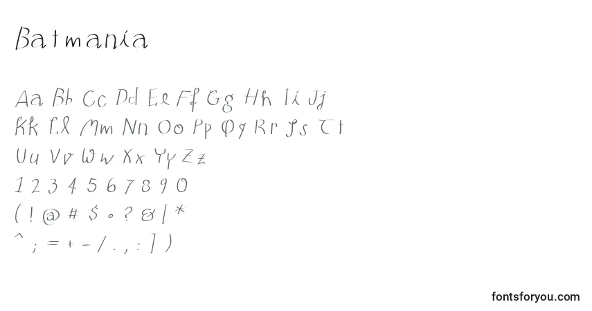 Fuente Batmania - alfabeto, números, caracteres especiales