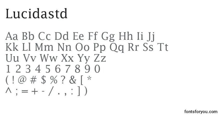 A fonte Lucidastd – alfabeto, números, caracteres especiais