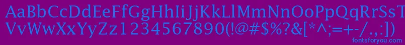 フォントLucidastd – 紫色の背景に青い文字