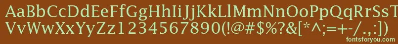 フォントLucidastd – 緑色の文字が茶色の背景にあります。