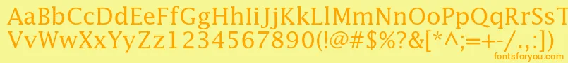 フォントLucidastd – オレンジの文字が黄色の背景にあります。