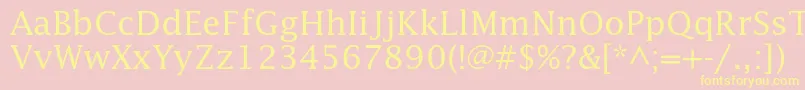 Lucidastd-fontti – keltaiset fontit vaaleanpunaisella taustalla