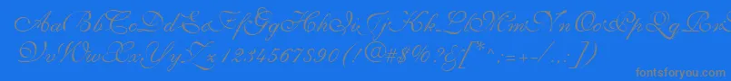 SyllingRegular-Schriftart – Graue Schriften auf blauem Hintergrund