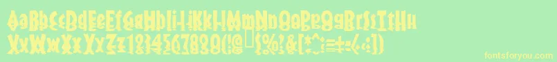 フォントSunset – 黄色の文字が緑の背景にあります