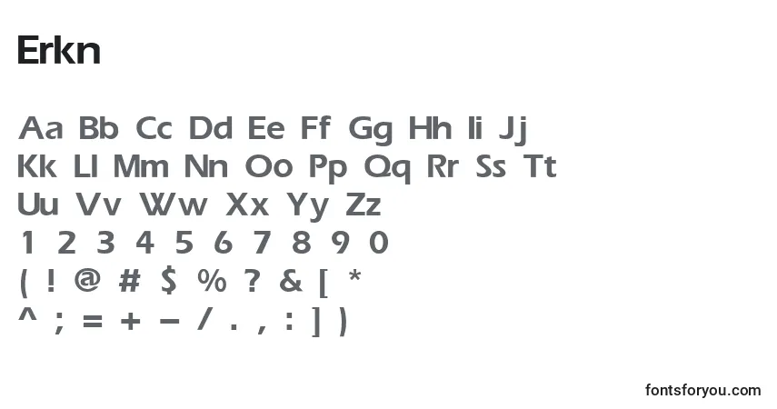 Schriftart Erkn – Alphabet, Zahlen, spezielle Symbole