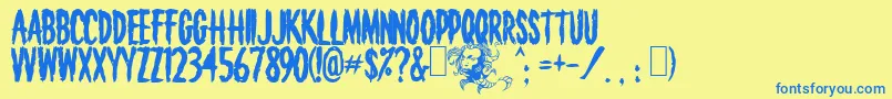 Death Font – Blue Fonts on Yellow Background