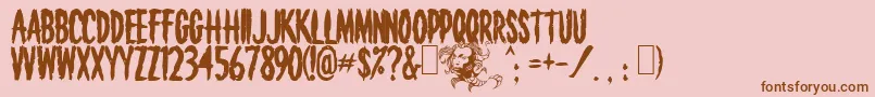 Death Font – Brown Fonts on Pink Background