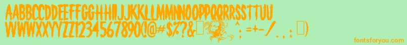 Death Font – Orange Fonts on Green Background