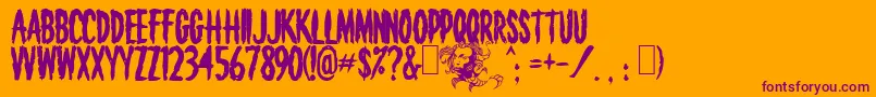 Death Font – Purple Fonts on Orange Background