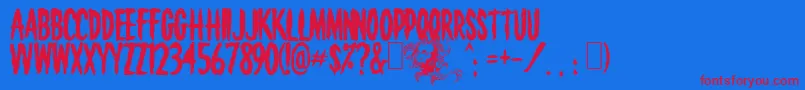 Death-Schriftart – Rote Schriften auf blauem Hintergrund