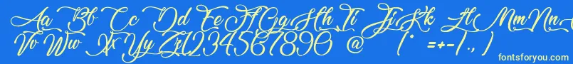 LovelyHome Font – Yellow Fonts on Blue Background