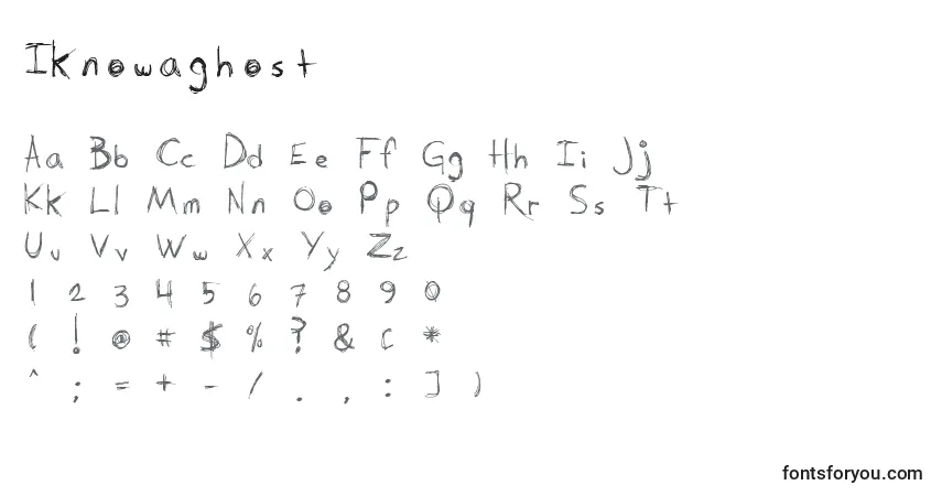 Czcionka Iknowaghost – alfabet, cyfry, specjalne znaki