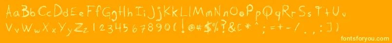 Iknowaghost-Schriftart – Gelbe Schriften auf orangefarbenem Hintergrund