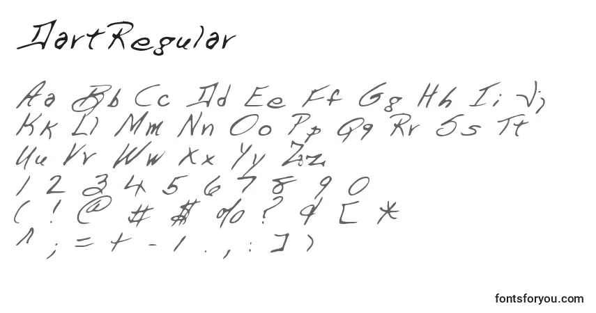 A fonte DartRegular – alfabeto, números, caracteres especiais