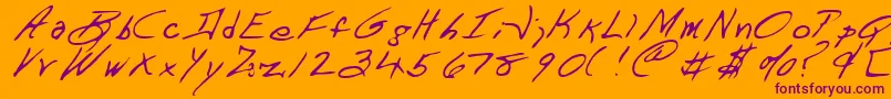 DartRegular-Schriftart – Violette Schriften auf orangefarbenem Hintergrund