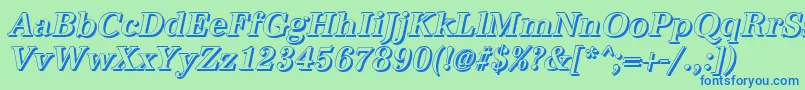 フォントAntiquashCdMediumItalic – 青い文字は緑の背景です。