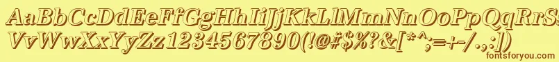 フォントAntiquashCdMediumItalic – 茶色の文字が黄色の背景にあります。