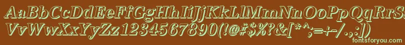 AntiquashCdMediumItalic-Schriftart – Grüne Schriften auf braunem Hintergrund