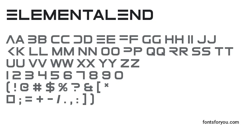 A fonte ElementalEnd – alfabeto, números, caracteres especiais