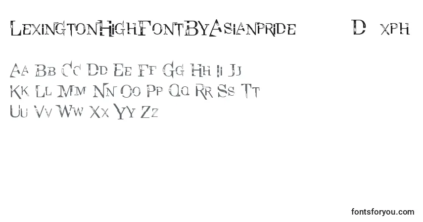 A fonte LexingtonHighFontByAsianpride7625D2xph8r – alfabeto, números, caracteres especiais