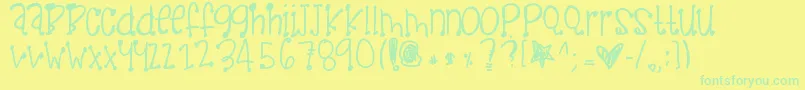 フォントPinkclouds – 黄色い背景に緑の文字