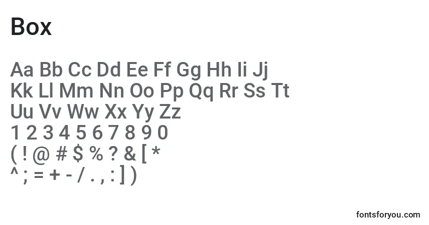 Шрифт Box – алфавит, цифры, специальные символы