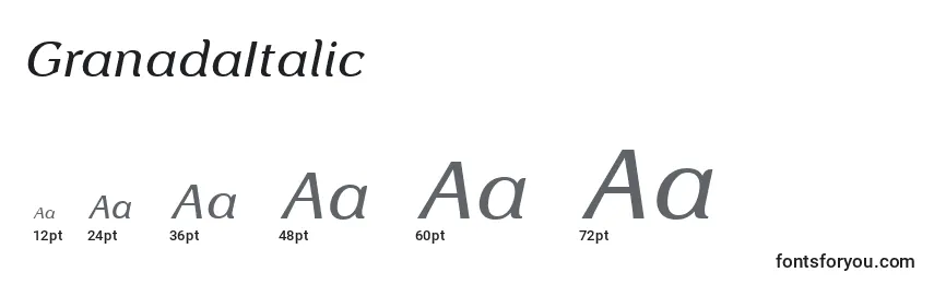 Размеры шрифта GranadaItalic